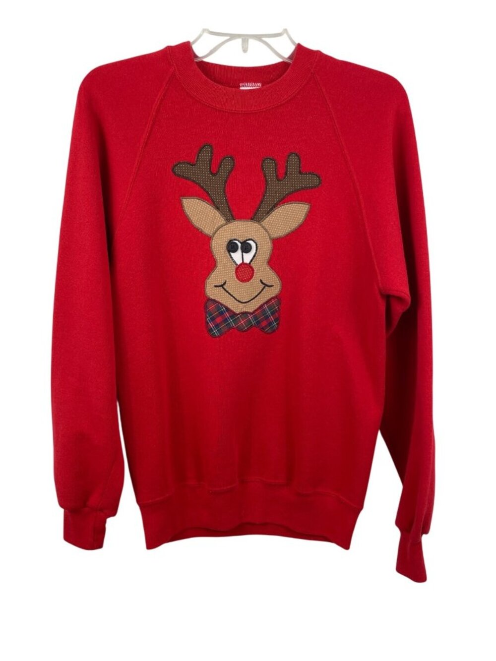 Jerzees Red Christmas Reindeer Sweatshirt Womens M Made In USA Crewneck Pullover